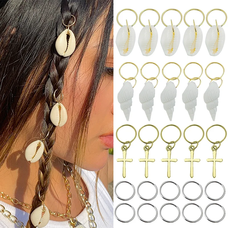 5Pcs/lot Dreadlocks Beads Metal Gold Silver Hair Rings Beads Adjustable Cuffs Rings Charms Clips African Braids Hair Extensions