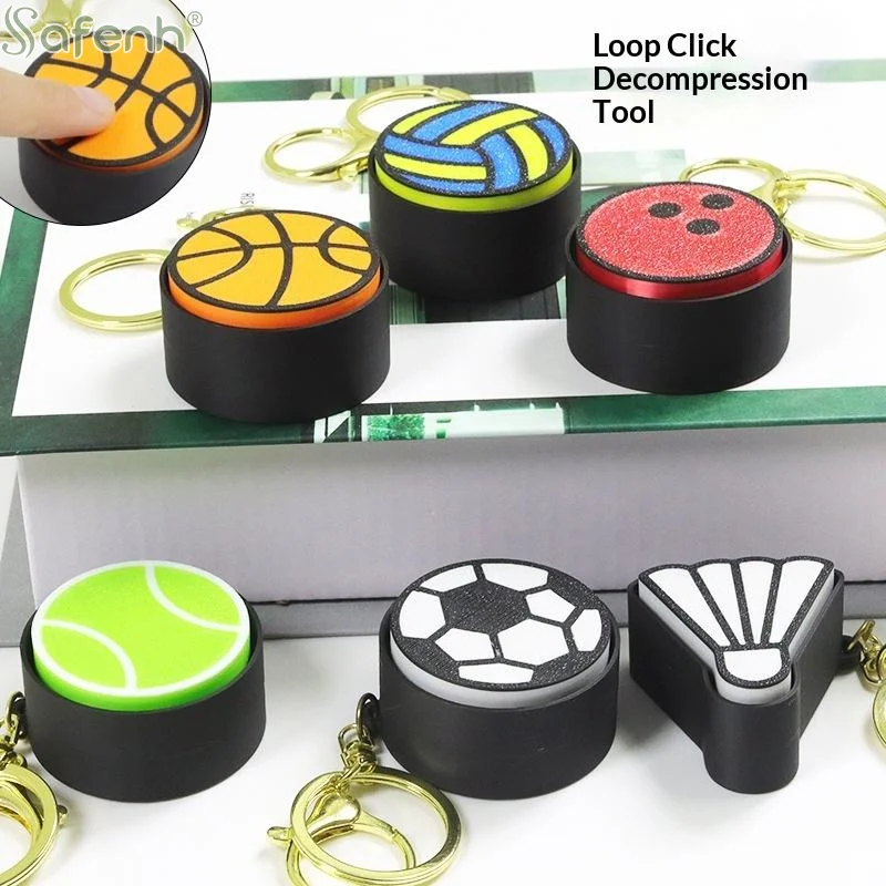 Ball Game Keyboard Keychain Fidget Toy Soft Silicone Push Bubble Calming Sensory Toy for Autism Kids Adults