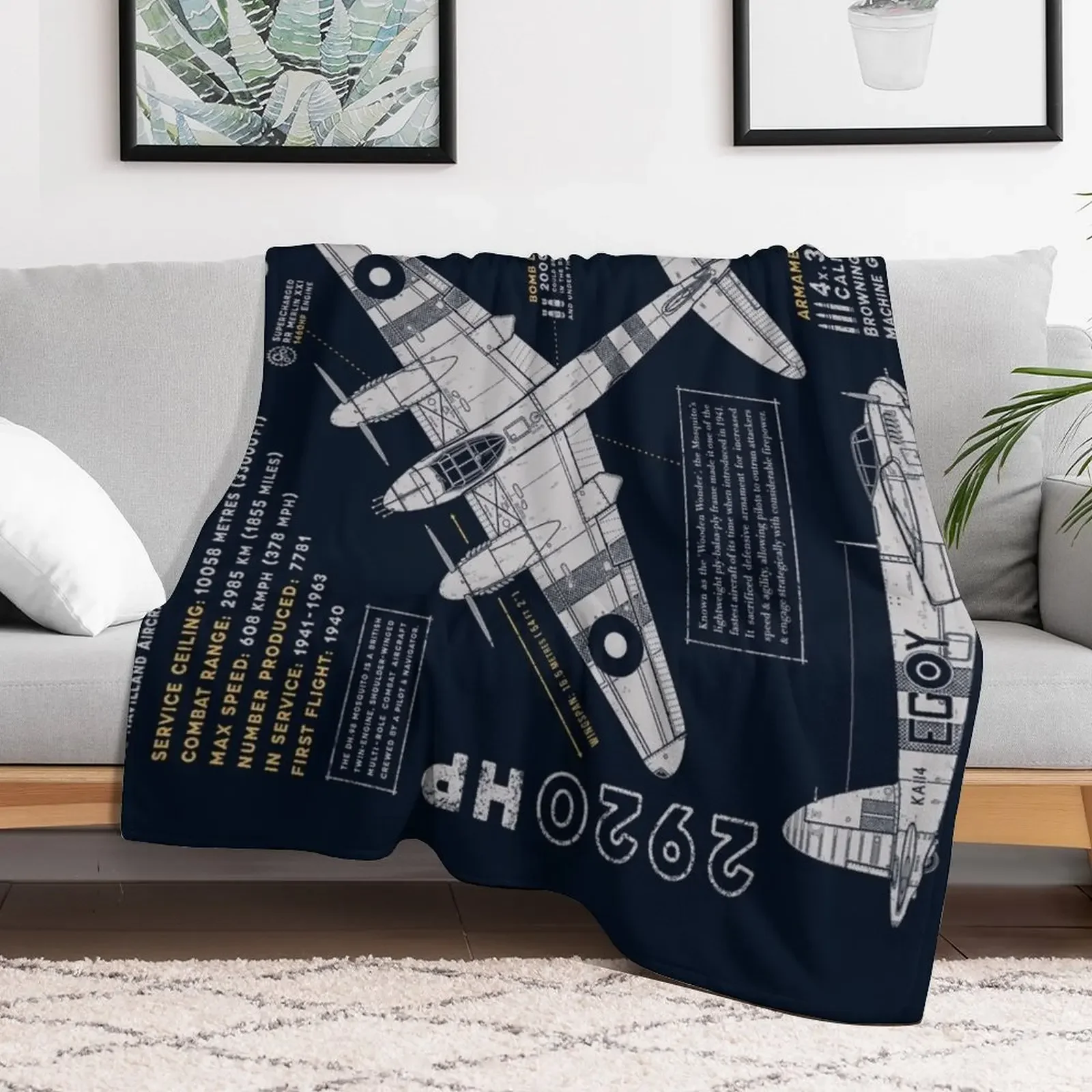 de Havilland Mosquito Throw Blanket Large Furry Blankets