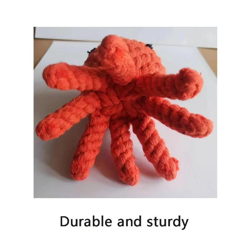Per piccolo giocattolo per la pulizia molare resistente ai morsi di grandi dimensioni 13 cm Giocattoli da masticare per cani Corda di cotone fatta a mano Polpo Animale
