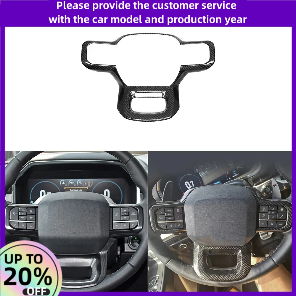 

For Ford F150 Raptor 2021-2024 Real Dry Carbon Fiber Steering Wheel Panel Trim Cover Car Accessories Interior Retrofitting