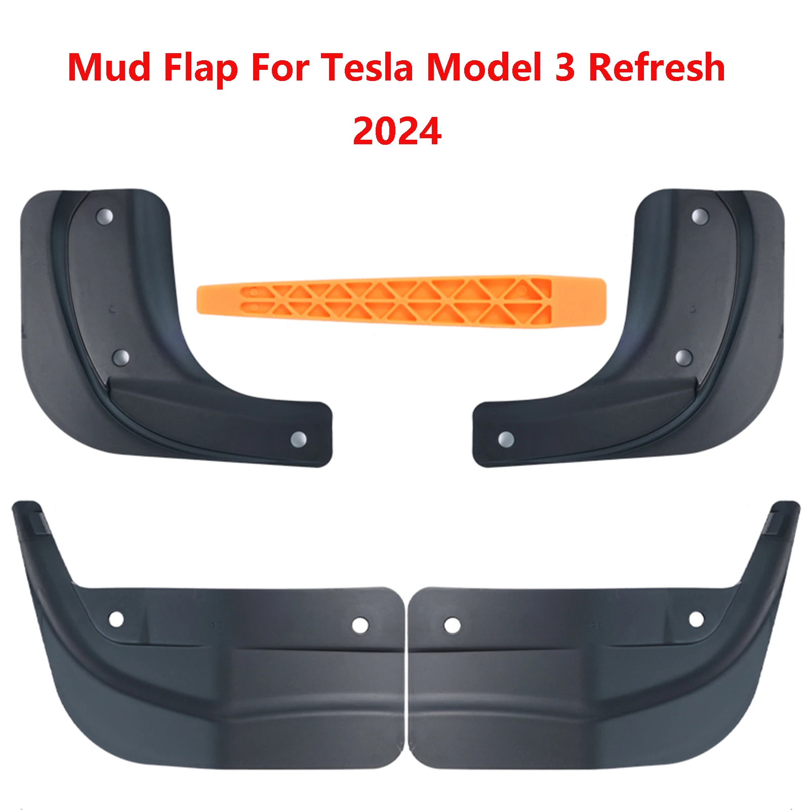 4X  For Tesla Model 3 Highland Refresh 2024 Splash Guards Mudguard Fender Mudflaps Mud Flaps Front Rear Left Right No Drilling