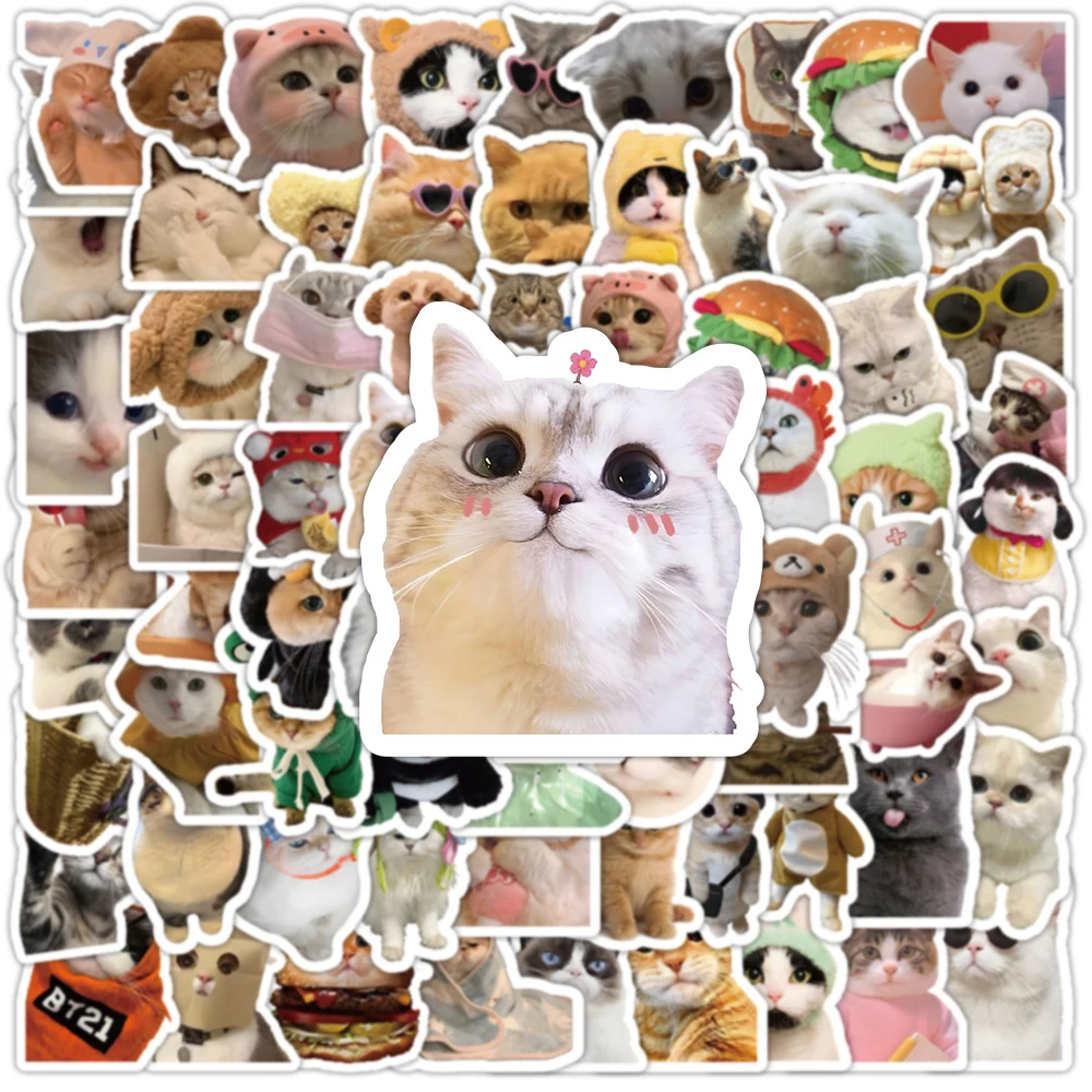 10/30/50/100pcs Funny Cat Meme Cartoon Graffiti Sticker Aesthetic Decorative Luggage Laptop Phone Guitar Waterproof Kids Sticker