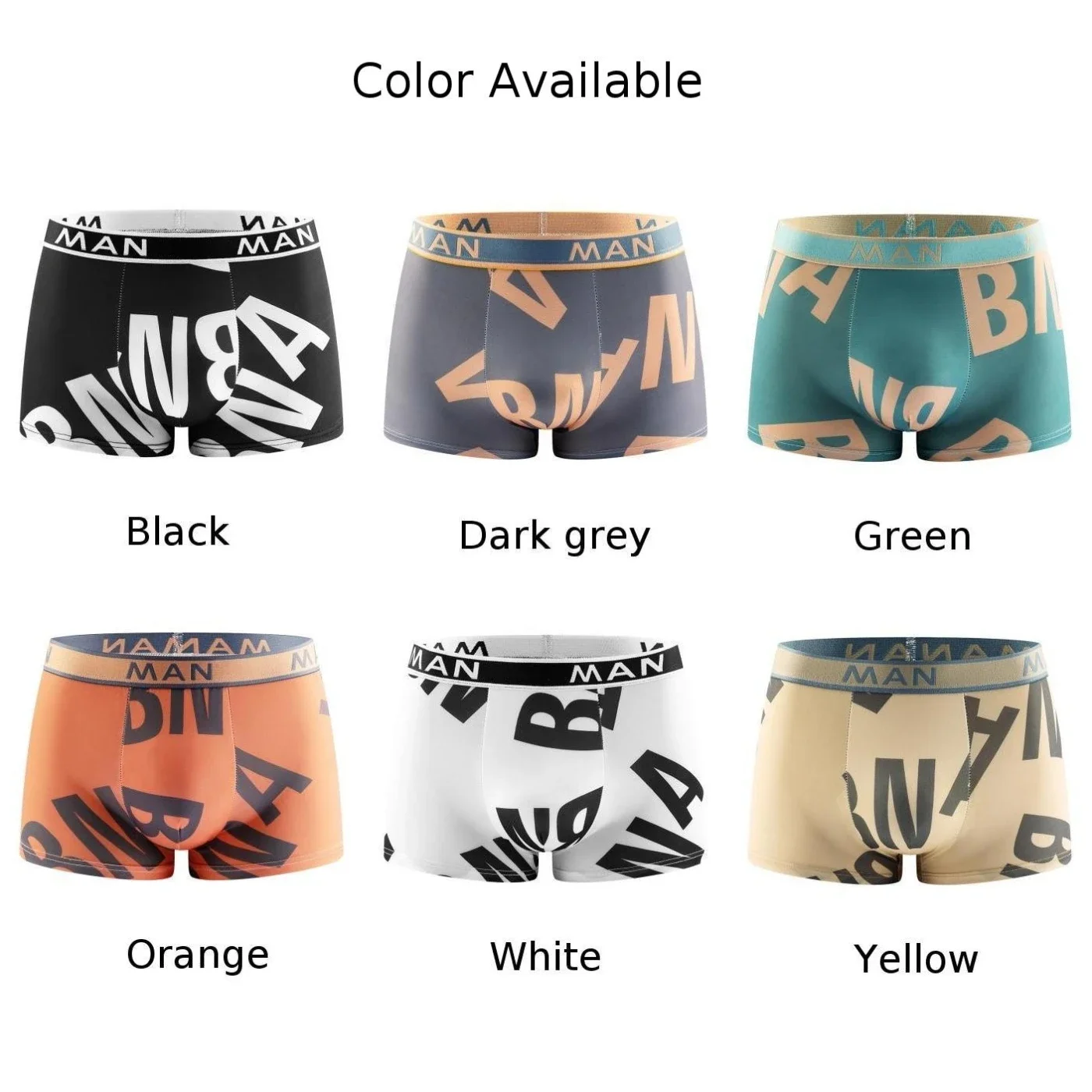 Comfortable Men's Breathable Underwear Boxer Briefs Shorts Stylish Letter Print Ice Silk Fabric Bulge Pouch Multiple Colors