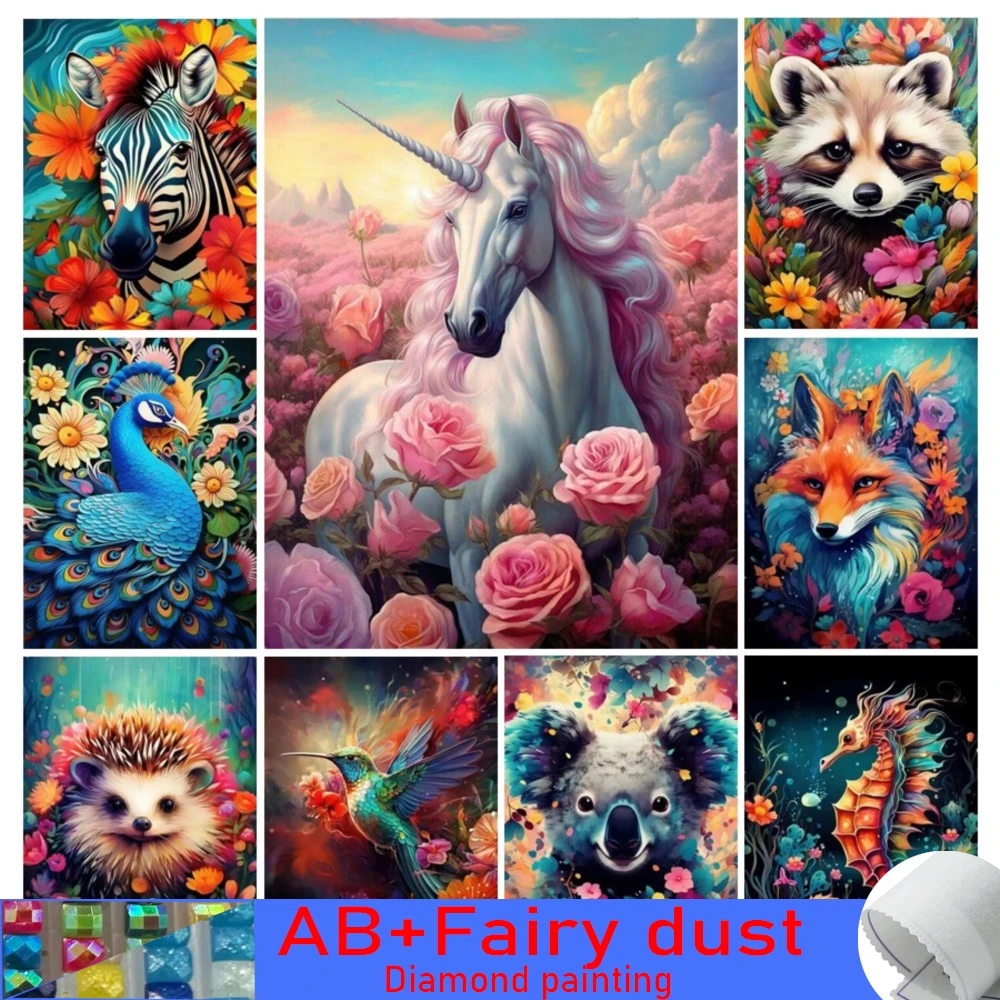 DIY Mosaik Kunst Einhorn rosa Rose 120 Farben ab Fee Staub Diamant Malerei volle Stickerei Tier