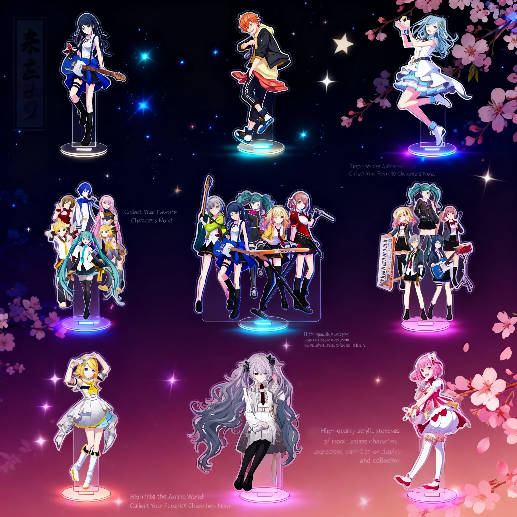

Wholesale 16CM Acrylic Standees for Vibrant Stage Decor Hatsune Miku Kagamine Rin Figures Collectible Anime Merchandise