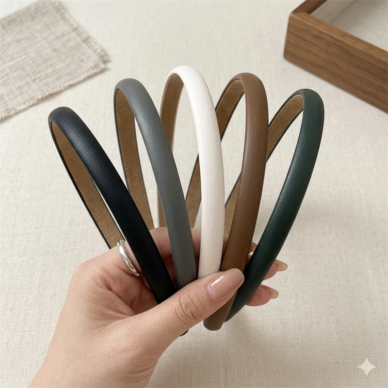 

1PC Simple Faux Leather Headbands Women Turban Headband Korean Fashion Hairbands Hair Hoop Band Girls Vintage Hair Accessories