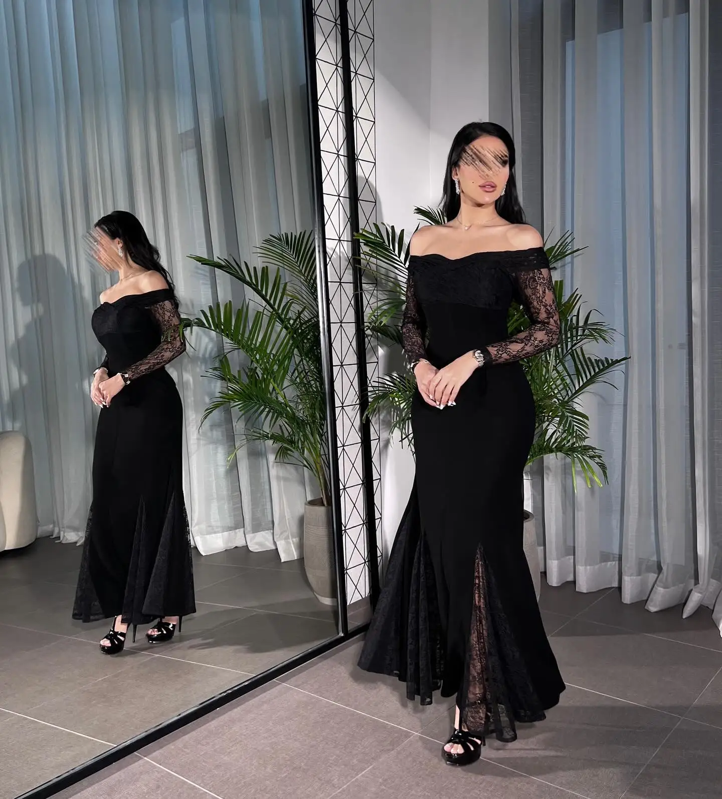 

Aileen Black Dresses Gala Lace Elegant Party Dresses 2025 Off the Shoulders فساتين سهرات Платье Женское Вечернее Customized Prom