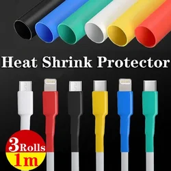 3 rolki kabel Protector rura termokurczliwa rękaw dla IPhone dla Huawei dla Samsung dla Xiaomi kabel Usb drutu organizator Winder