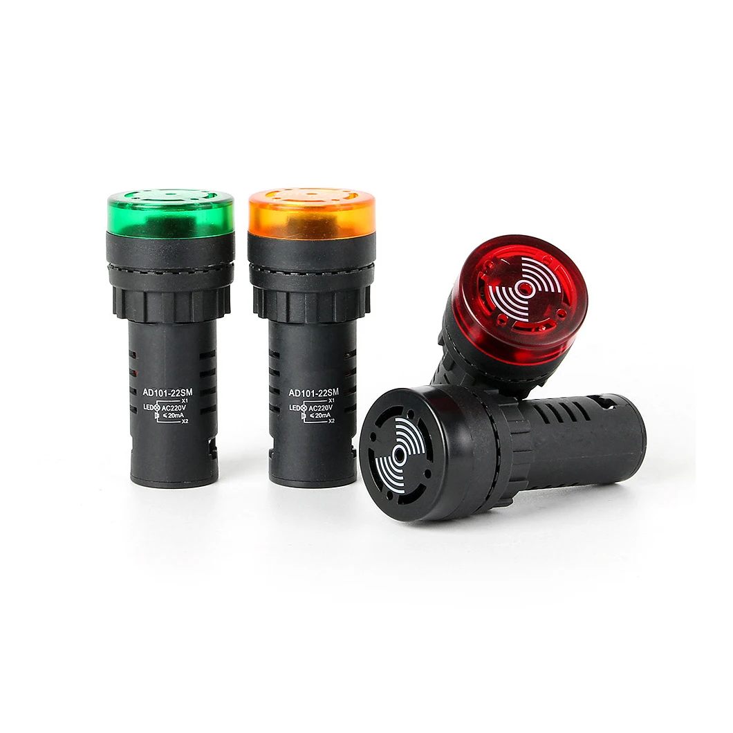 ABILKEEN 22MM AD16-22SM  Flash Light Warning Buzzer 24V/220V Mini Alarm with LED Light Buzzer Beep Alarm Red Green Yellow
