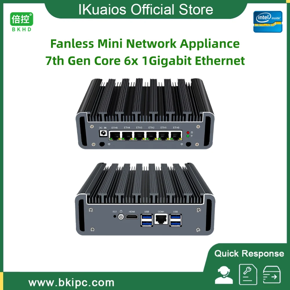 

IKuaiOS Fanless Mini Network Appliance for Firewall Router Server Gigabit Ethernet 6LAN Compatible Pfsense Mikrotik 1356NP-6L