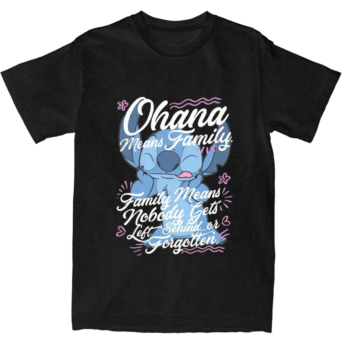 Vintage T Shirt Stitch Day Ohana Means Family 100% Cotton T Shirts Trending Tee Shirt for Men Beach Y2K Fun Short Sleeve Clothes