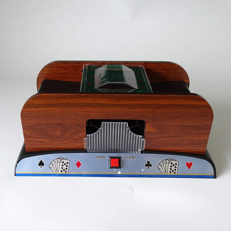2 Decks Wide Poker Cards Professional Casino Shuffler Automatic Wooden Pocker Card Plastic Playing Cards Washing Machine