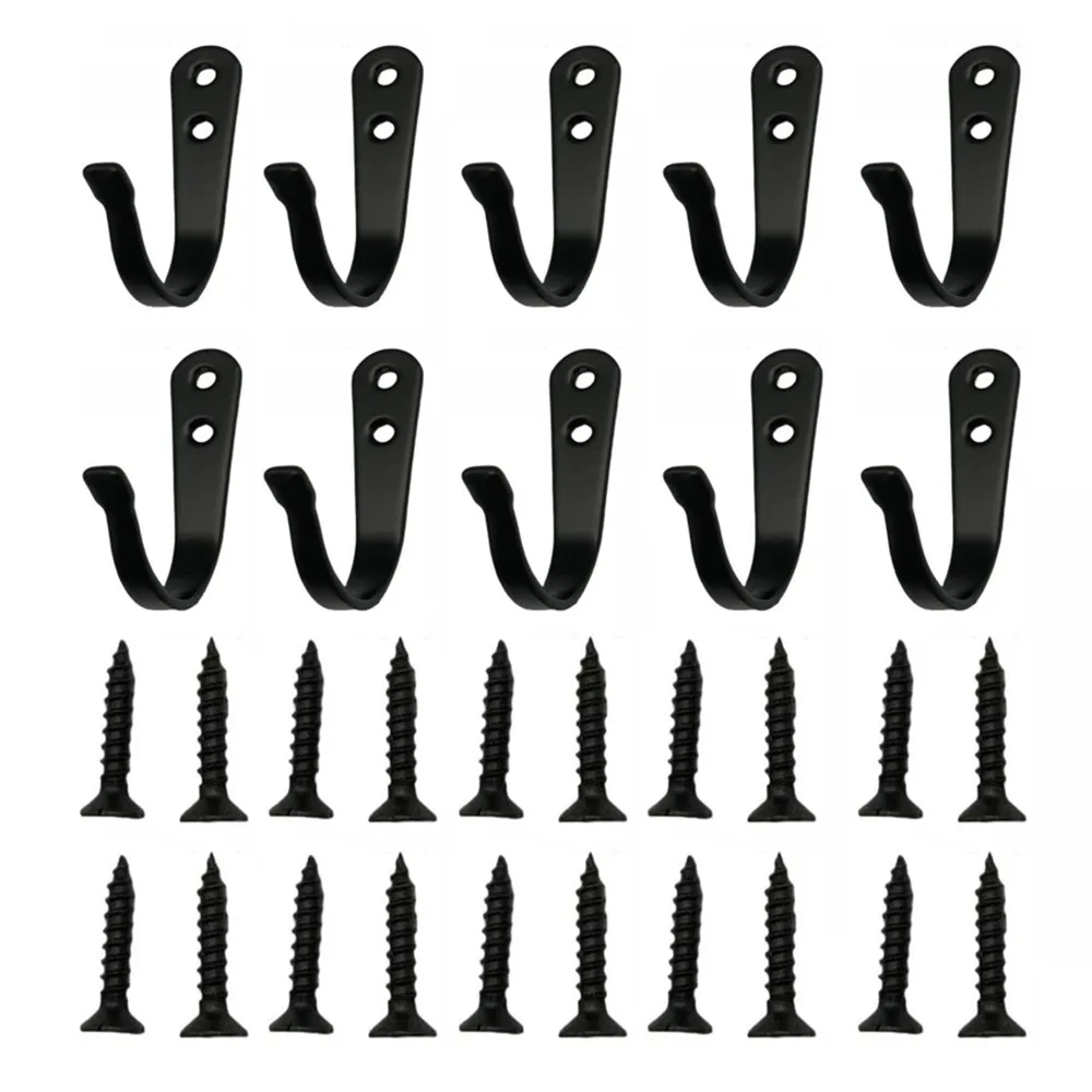 

10Pcs Retro Style Wall Mounted Coat Hooks Iron Household Clothes Storage Rack Save Space Metal Wall Hanging Hook Closet Hanging