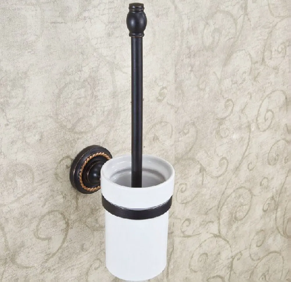 Oil Rubbed Bronze Bathroom Accessories Toilet Brush Holders with cup set Wall Mounted Brush Holder Sanitary wares zba219