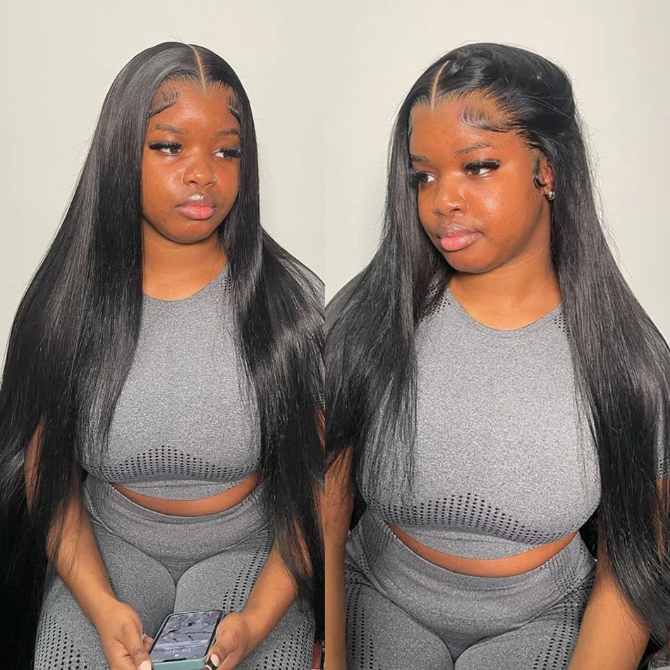 

Натуральный парик из человеческих волос Bone Straight, 30-40 дюймов, с HD-кружевной передней частью, прозрачный фронтальный кружевной парик 13x6/13x4, предварительно сформированный, черный, для женщин