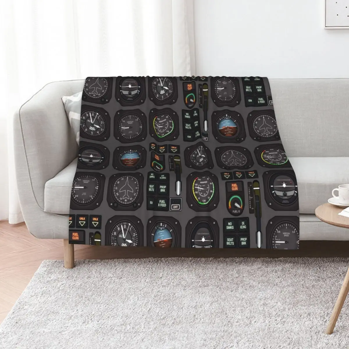 Pilot Flight Instruments Throw Blanket Winter beds Single Softest Tourist Flannel Fabric decorative Blankets