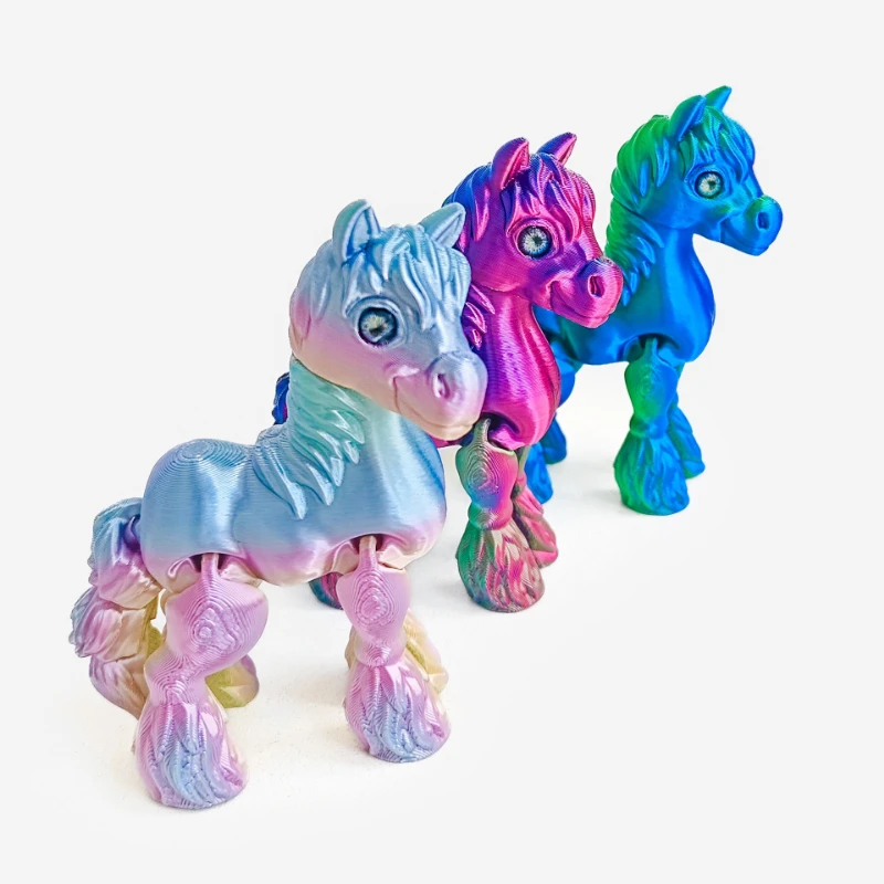 Multi-joint Movable 3D Printed Horse Animals Mini Cute Stress Relief Toy Funny Zodiac Horse Home Desktop Ornament Accessories
