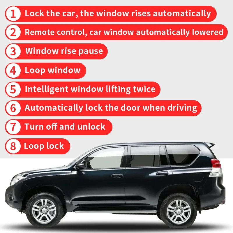 2010-2017 For Toyota Land Cruiser Prado 150  2.8T Displacement OBD Automatic Lifting Window Drop Lock Modification Accessories