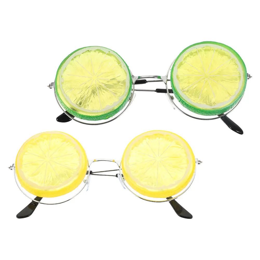 

2Pcs Lemon Glasses Fun Party Eyewear Summer Photo Props Fruit Glasses Wedding Beach Decorations Fun Sunglasses Women