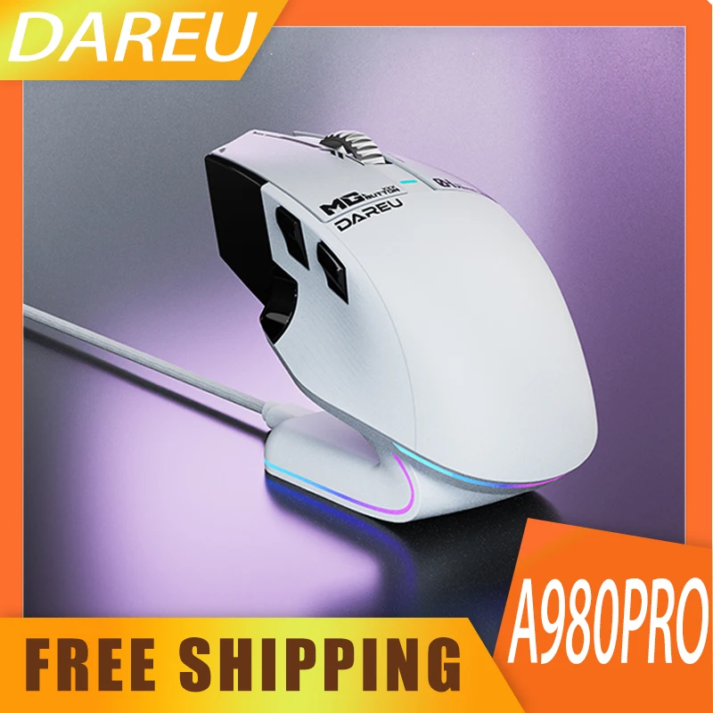 

Dareu A980pro Electric Engine Edition Mouse 3-Mode Wireless Buletooth Magnesium Alloy Star Flash Customized Office Gaming Mouse