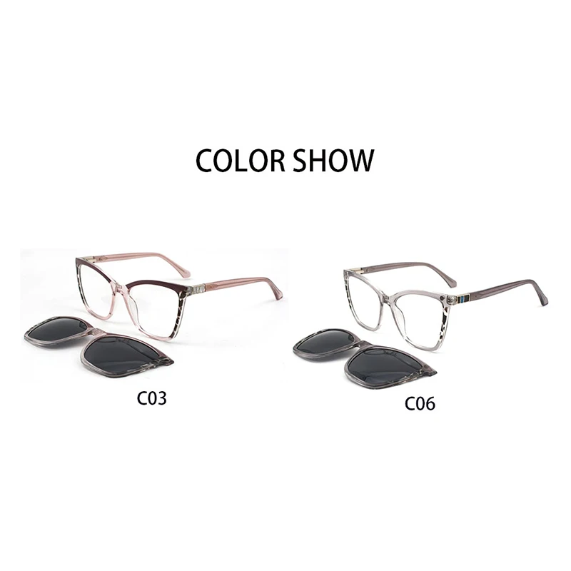 KANDREA 패션 편광 선글라스 프레임 여성 남성 빈티지 Cateye 자석 클립 광학 처방 안경 안경 GN6010