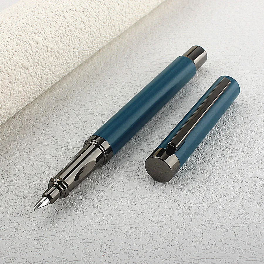 

Новая металлическая перьевая ручка EF/F, наконечник 1,0 мм, металлические матовые сине-зеленые кофейные ручки, канцелярские принадлежности для бизнеса и офиса и школы