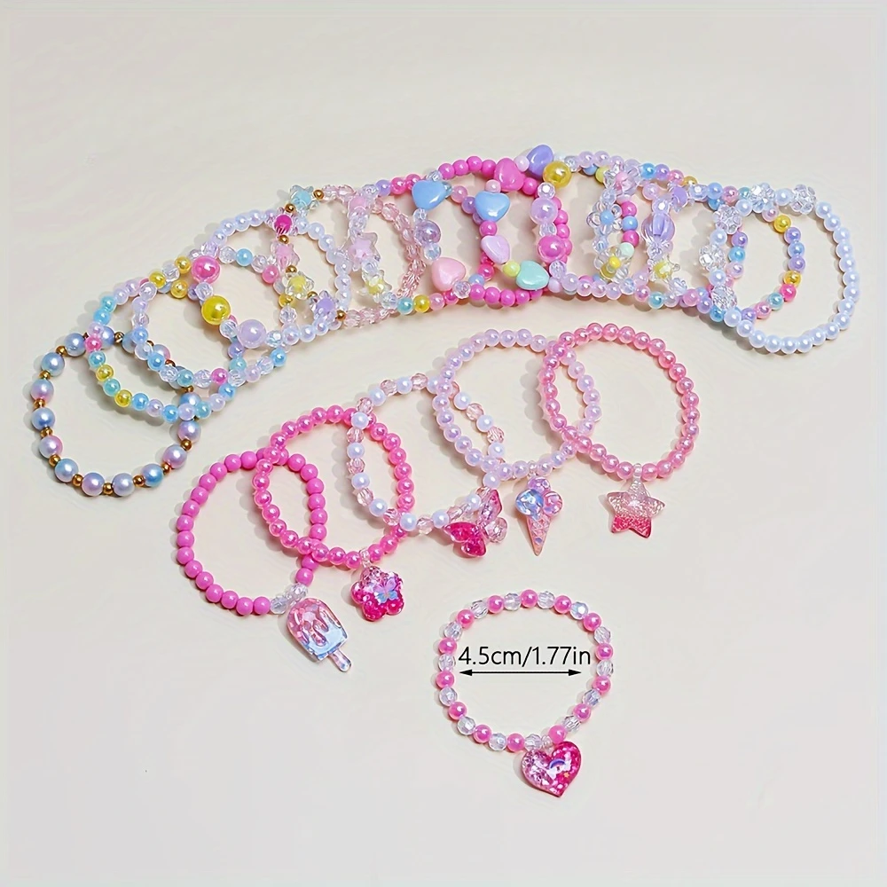 لون عشوائي 10 قطع الفتيات لطيف فراشة زهرة قلادة سوار سحر الحب ستار متعدد الألوان مطرز سوار مناسبة