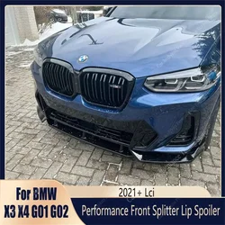3pcs Performance Front Bumper Splitter Lip Spoiler Diffuser For Bmw X3 G01 X4 G02 iX3 20d 30i 30d M40i M40d Bodykits 2021- Lci