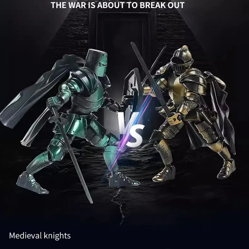 فارس القرون الوسطى متعدد المفاصل المنقولة لتقوم بها بنفسك عمل أرقام السيف المحارب روبوت السيف درع التجمع لعبة الأطفال هدية عيد #5