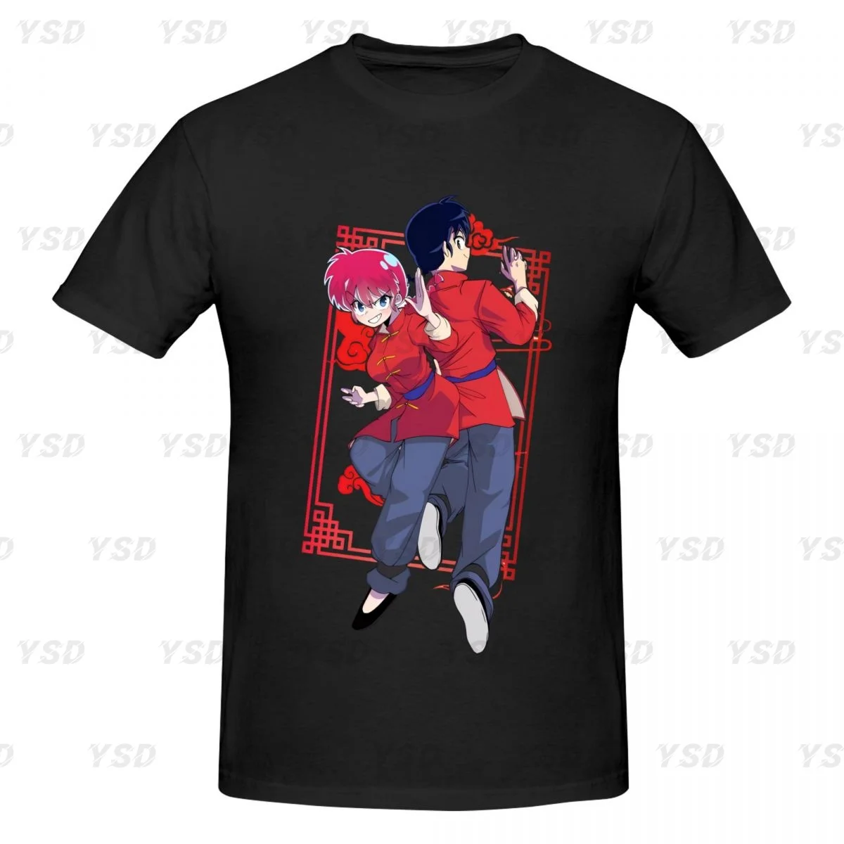 Ranma Saotome Men's Cotton tight fitting sports T-shirt, Breathable, Oversized print Tee shirt