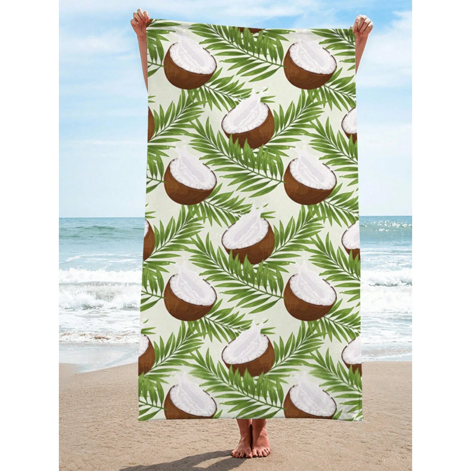 

1pc Printed Beach Towel, Swimming Towel, Coconut Beach Towel Oversized, Thin Lightweight Quick Dry Sand Free Microfiber Bath Towel With Tropical Design For Beach Pool Travel, Super Absorbent Towel Suitable For Bathroom, Swimming, Fitness, Yoga