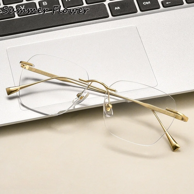 

Men Optical Frame Woman Rimless Gafas Fashion Spectacle Light Flexible Square High Recipe Eyewear for Myopia Lenses