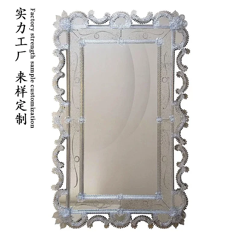 Large Wall Mounted Makeup Mirror with Candle Holder, Wedding Decoration for Home, Leather Frame Vanity Mirror