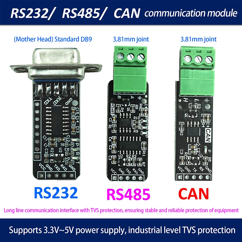 RS232 RS485 CAN To TTL Serial Port Converter Adapter Communication Module For Microcontroller MCU 3V To 5V TVS DB9