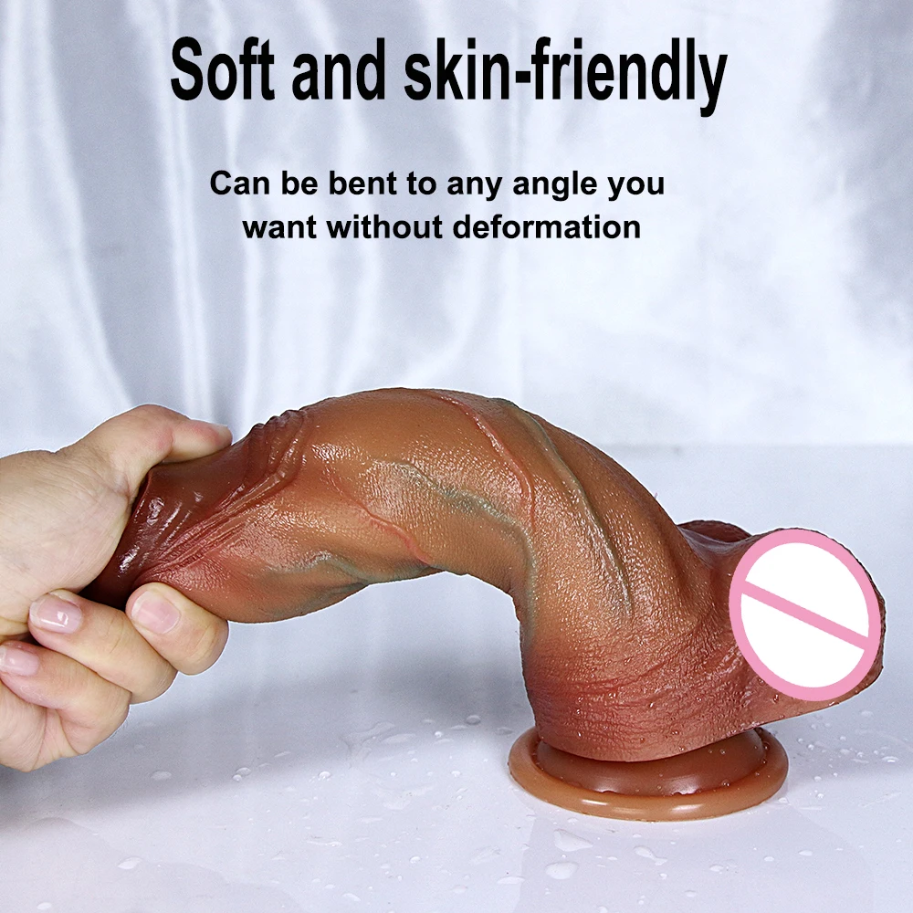 Soft Big Size Dildo G-Spot Vagina Cup Big Dick Butt Plug Stimulato Suction Realistic Huge Penis Anal Sex Toy for Women Silicone