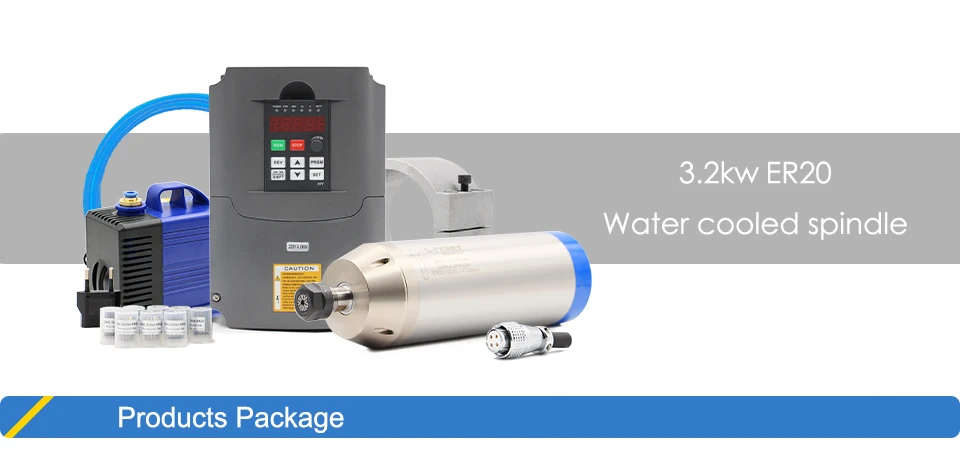 G-Penny CNC 3,2 kW ER20 Wassergekühlter Spindel-Kit 24000 U/min 4 Lager 0,01 mm Rundlauf HY 4 kW Inverter 100 mm Halterung Wasserpumpe Holz – Detail 1