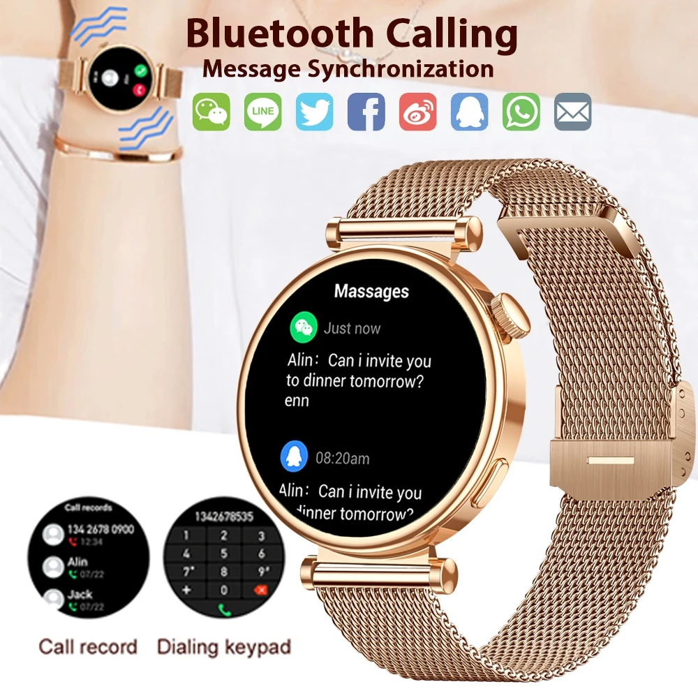 For Watch 4 mini Fashion Women Smart Watch AMOLED 360*360 HD Sport Watches IP68 Waterproof Heart Rate Bluetooth Call Smartwatch