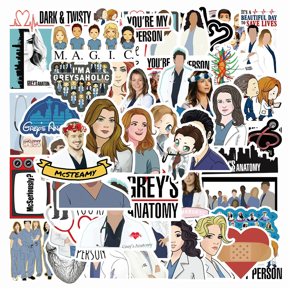 10/30/50 Stück Klassische TV-Serie Grey's Anatomy Aufkleber DIY Laptop Notebook Handy Skateboard Motorrad Wasserdichte Aufkleber Dekorationen Spielzeug