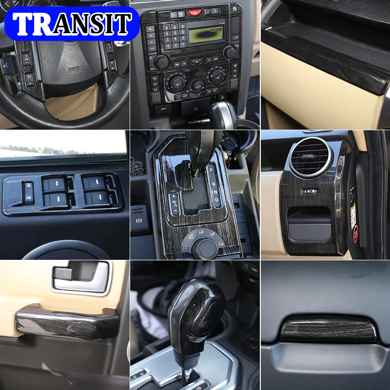 For Land Rover Discovery 3 LR3 2004-2009 ABS Black Wood Grain Center Console Decoration Cover Trim Car Interior Accessories
