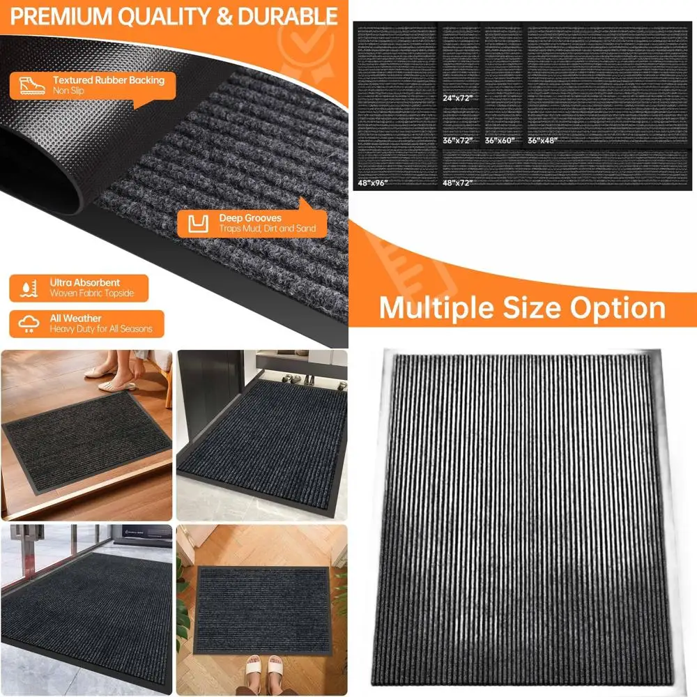

Уличный коврик для двери 4' x 3' с резиновой основой для улучшенного сцепления и супервпитывающей поверхностью, идеально подходит для дома и офиса.