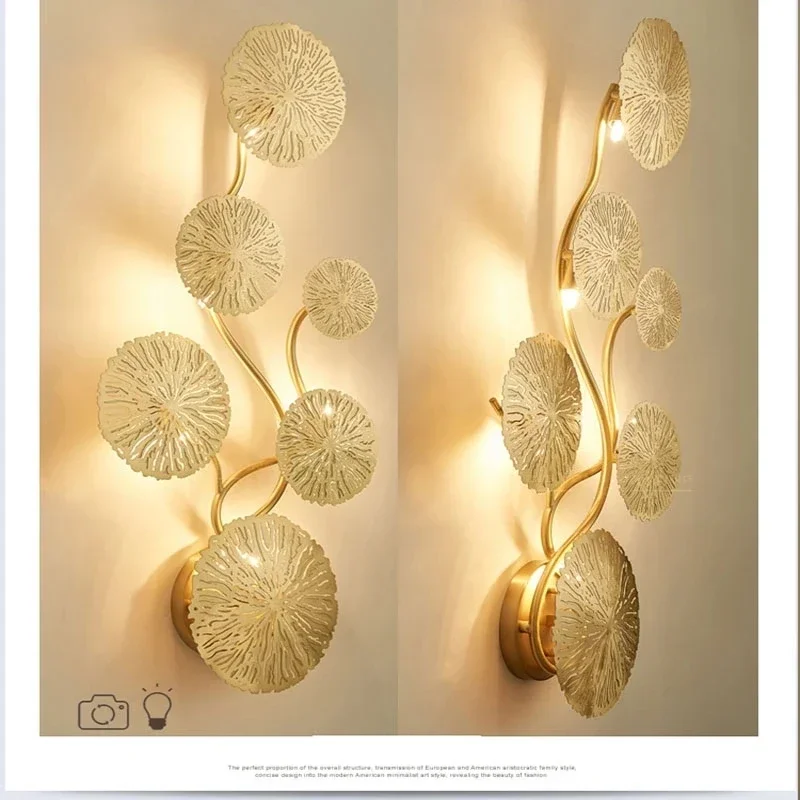 Imagem -05 - Modern Lotus Leaf Led Wall Lamp Luminária para Banheiro Luzes Industriais Quarto Cabeceira Luminária Interior