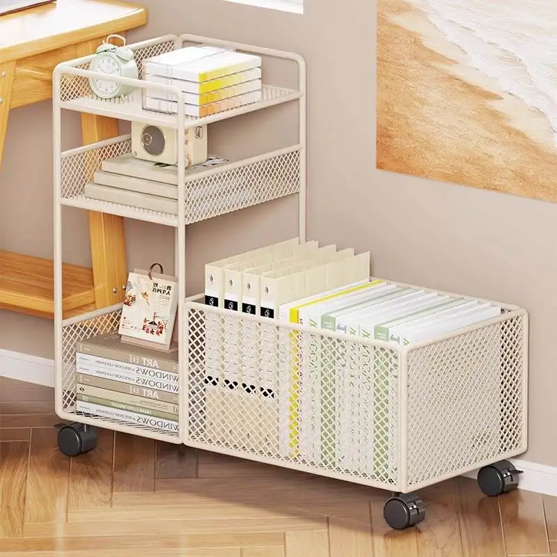 

Multi-Layer Book Storage Rack Home Desk Side Bag Toy Organizer Cart Children's Picture Book Iron Storage Cabinet Organization