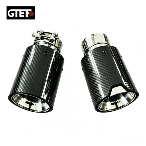 GTEFO 1 Piece Single Glossy Carbon Fiber Exhaust Pipe Muffler Tip For BMW M Performance
