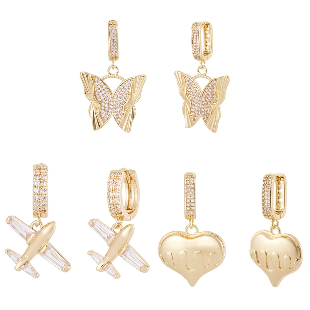 

1Pair Cubic Zirconia Hoop Earrings Brass Rhinestone Pendant Eardrop Charms for Female DIY Jewelry Making Craft Accessories