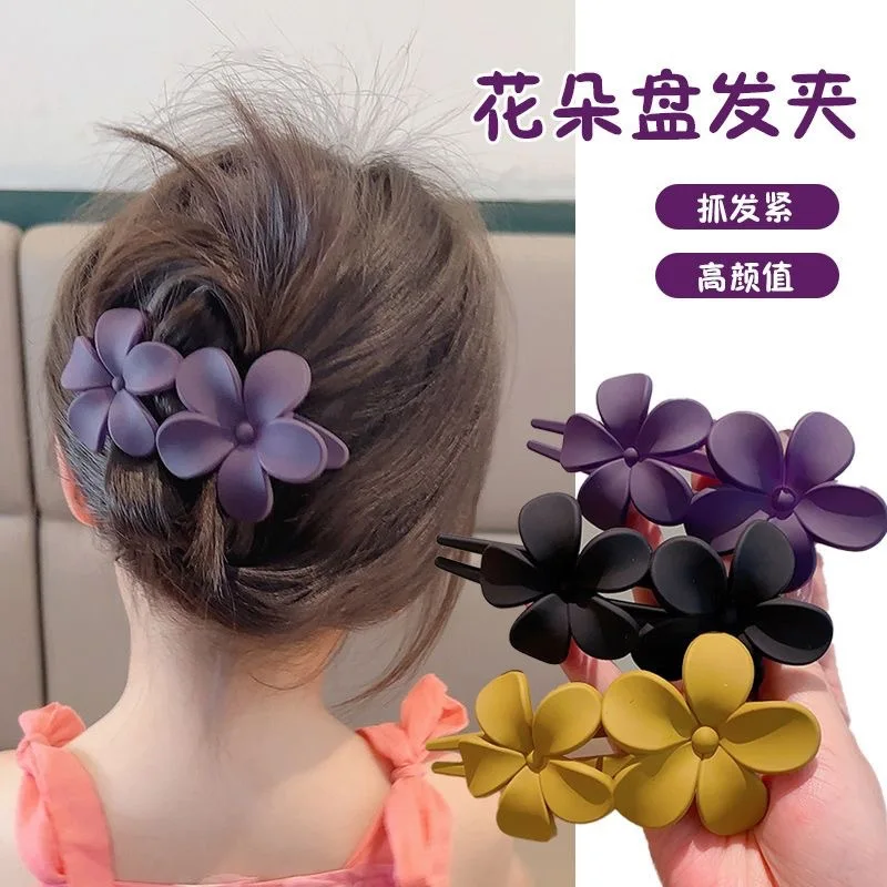 Frosted Flower Hairs Clip Claws Matte Hair Claw Clips For Women Thin Thick Curly Hairs  Hair Accessories Barrettes