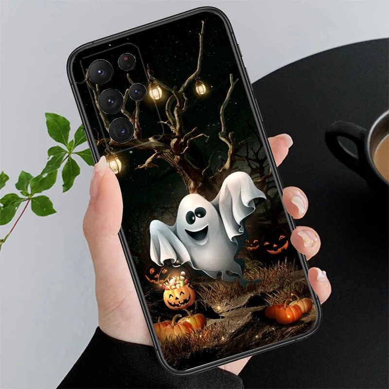 Funda de teléfono de Halloween con flores fantasmas para Samsung Galaxy, A52S, A04S, A21S, A33, A23, A13, A14, A32, A52, A53, A54, A51, A71, M51