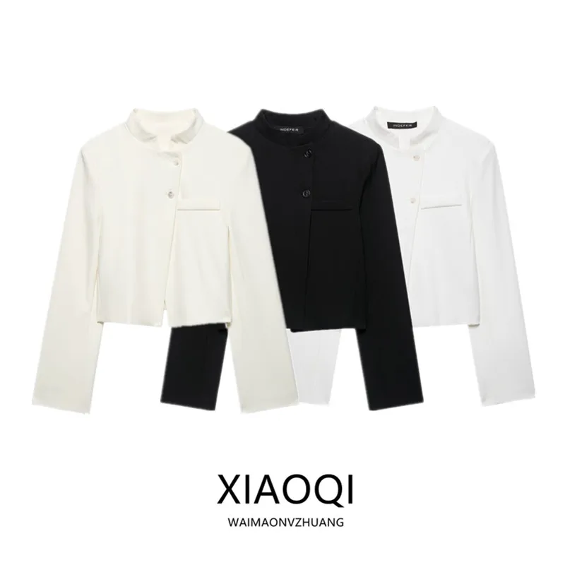 Versatile Short Sleeveless Women's Suit Jacket Spring Summer 2026 Commute Style Standard Fit Other Material 100% Button Closure