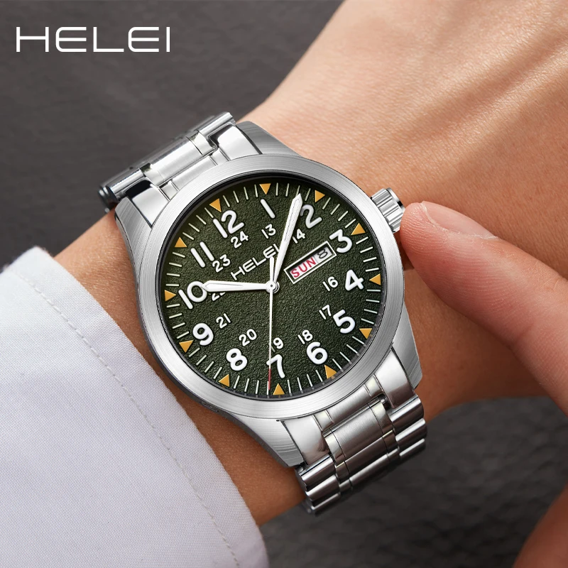 HELEI new models 2024 helmsman series personalized wind multi-function quartz movement men's quartz watches men's wristwatches