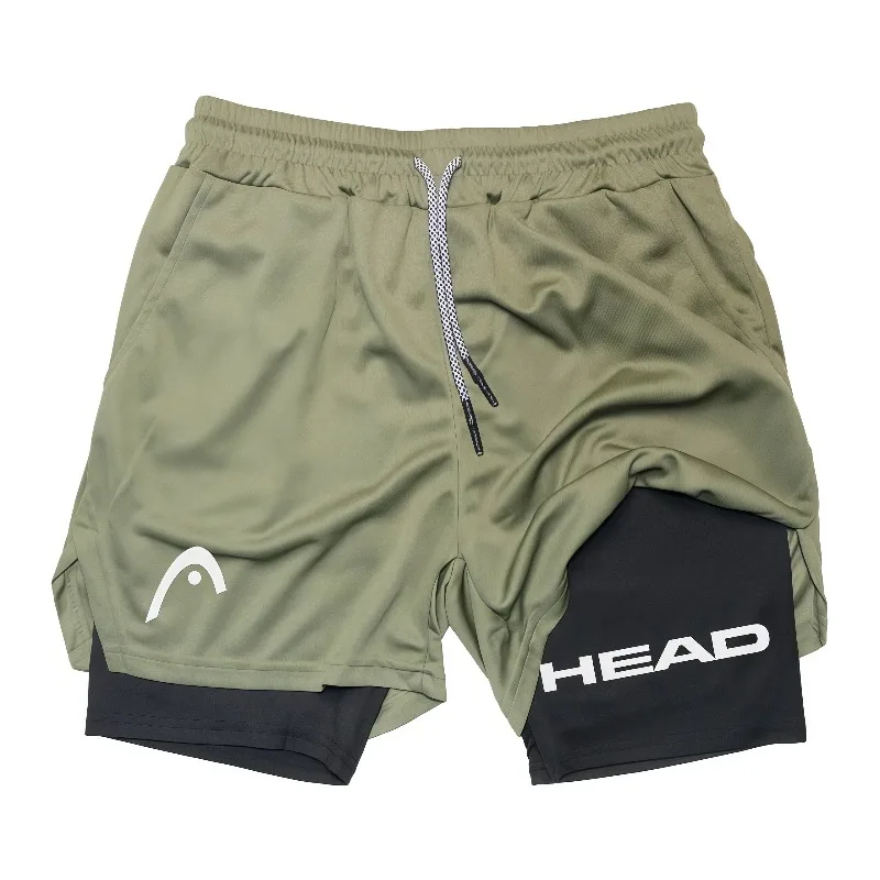 2-in-1 Herren-Laufshorts, schnelltrocknend, atmungsaktives Mesh-Gewebe, doppelter Kompressions-Liner, Kordelzug, Grafikdruck, Fitness-Sportshorts – Detail 10